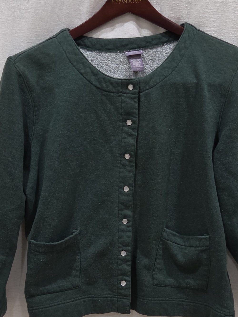 Laura Scott Forest Green Snap-Front Utility Jacket